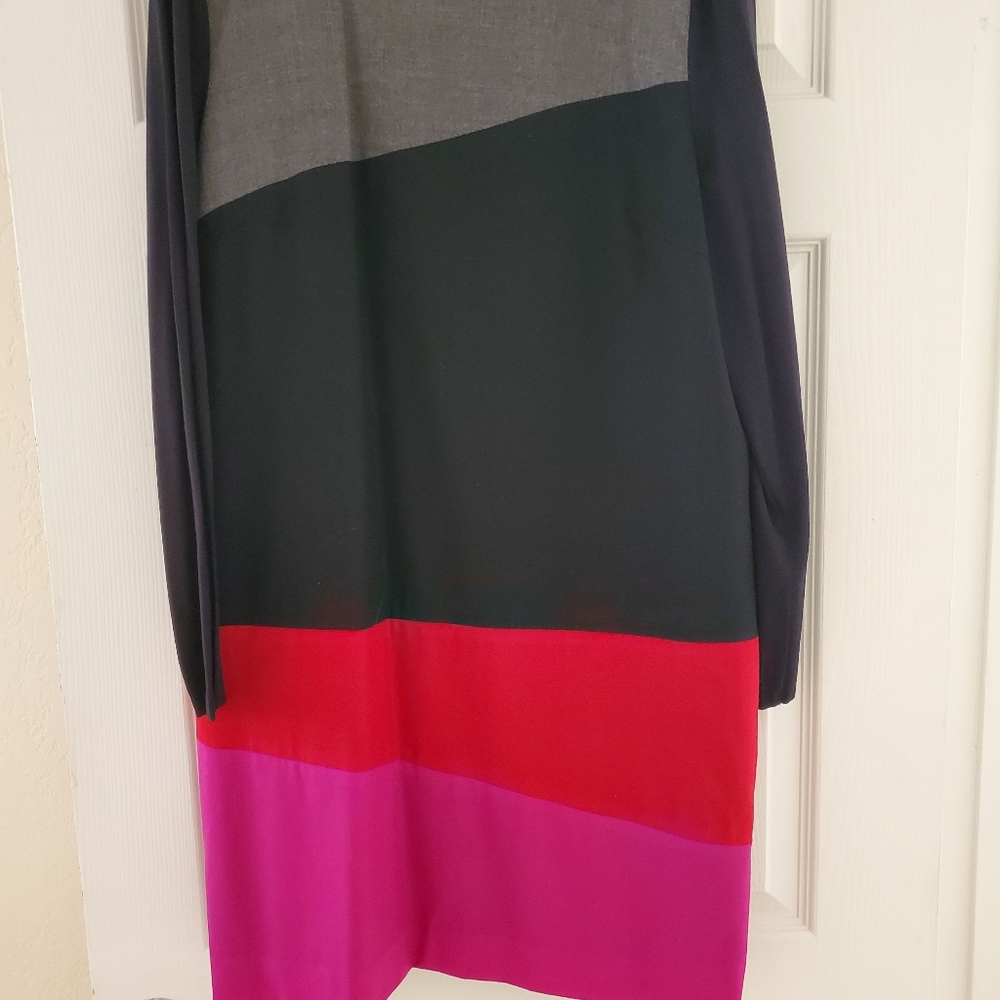 Colorblock Long Sleeve Dress, light weight wool